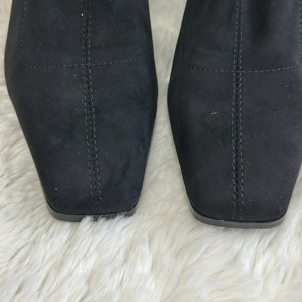 Asos Keely Black Faux Suede Block Heel Over The Knee Boots